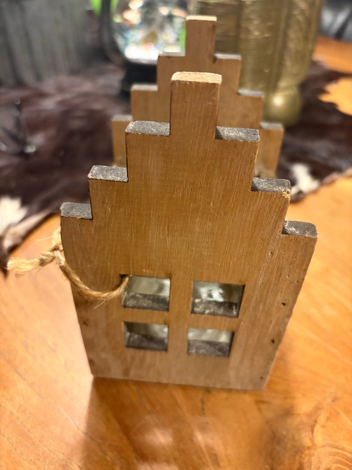 Houten huisje waxinelichthouder, Hout, Gebruikt, Ophalen of Verzenden, Landelijk