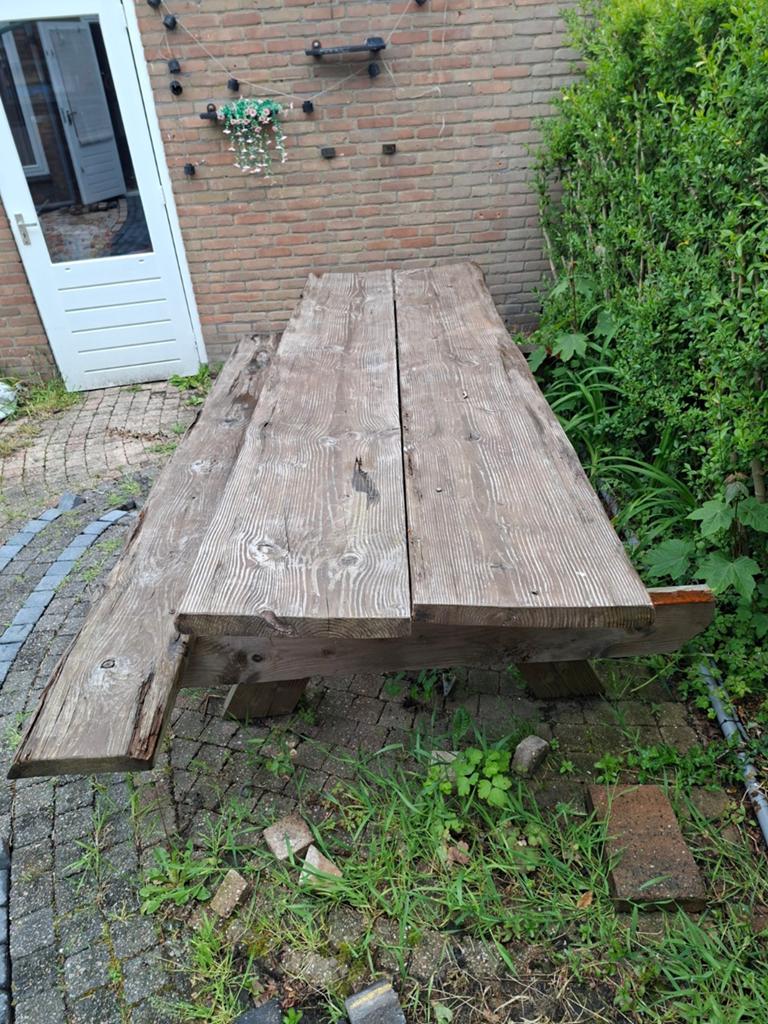 GROTE picknicktafel 3 meter, Tuin en Terras, Picknicktafels, Gebruikt, Rechthoekig, Hout, Ophalen