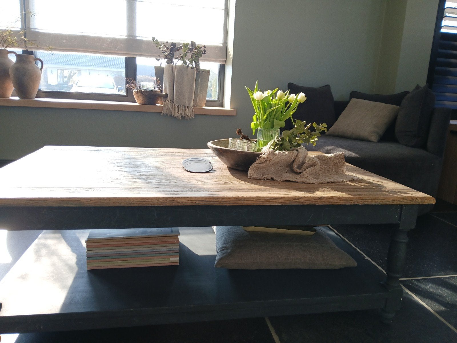 Salontafel + bijpassende bijzettafel. Zware kwaliteit, Huis en Inrichting, Tafels | Salontafels, Ophalen, Gebruikt, 100 tot 150 cm