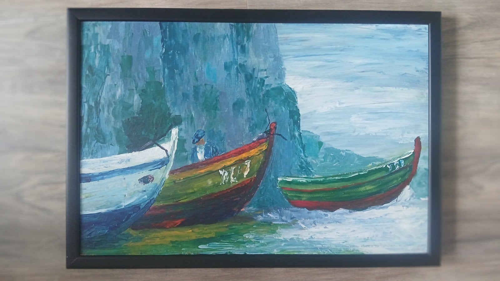 Schilderij # Visser aan Zee, Ophalen of Verzenden