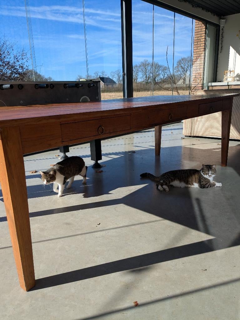 Teak tafel 2,5 x 1 meter in goede staat, Ophalen