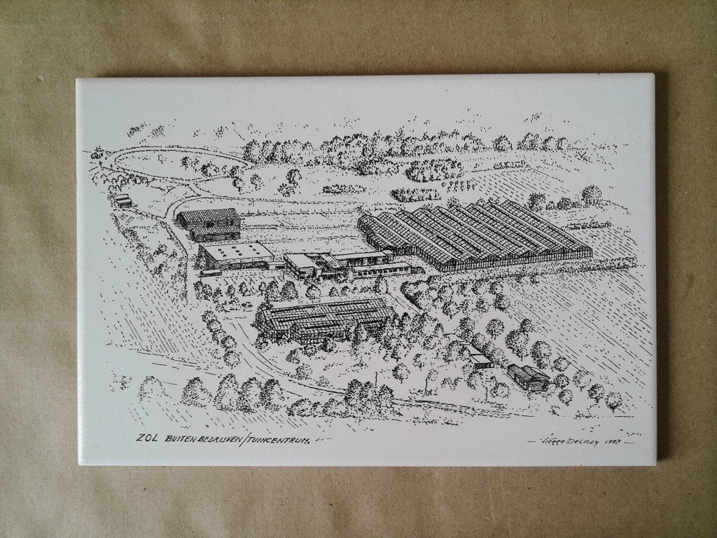 Vintage Sphinx tegel Pierre Delnoy 1985 ZOL Buitenbedrijven