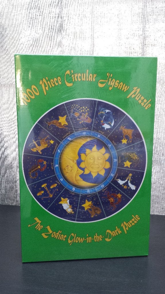 RONDE Dierenriem PUZZEL ~ Zodiac Glow in the Dark ~ 1000 st., Ophalen of Verzenden, 500 t/m 1500 stukjes, Nieuw, Legpuzzel