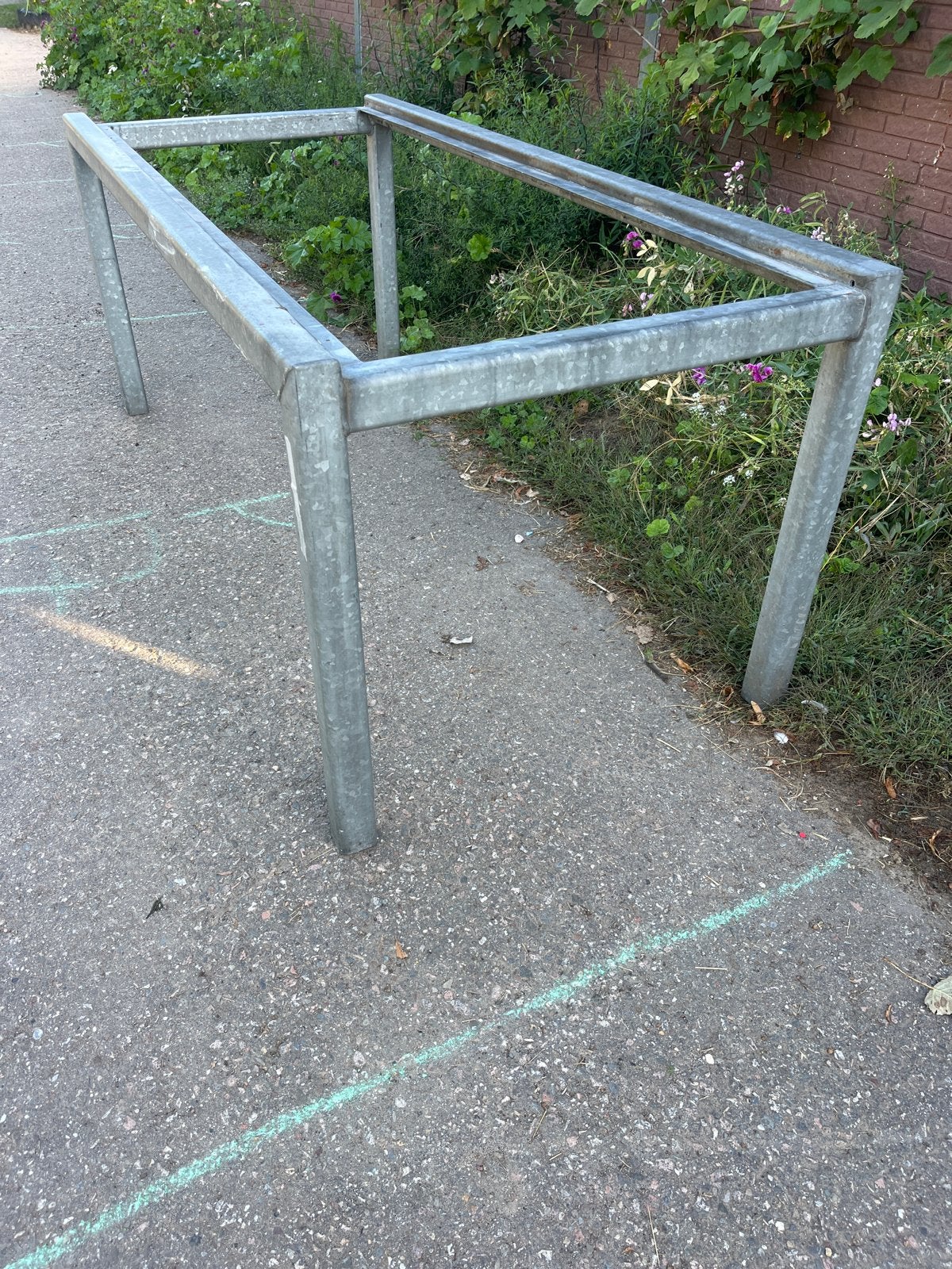 Zinken frame tuintafel, Tuin en Terras, Ophalen, Gebruikt, Rechthoekig, Metaal