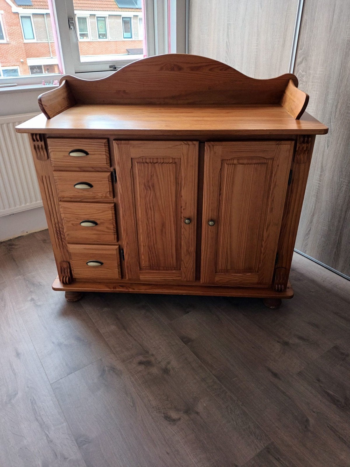 Massief eiken dressoir met lades en deuren, Huis en Inrichting, Kasten | Dressoirs, Ophalen, Gebruikt, Met deur(en), 150 tot 200 cm