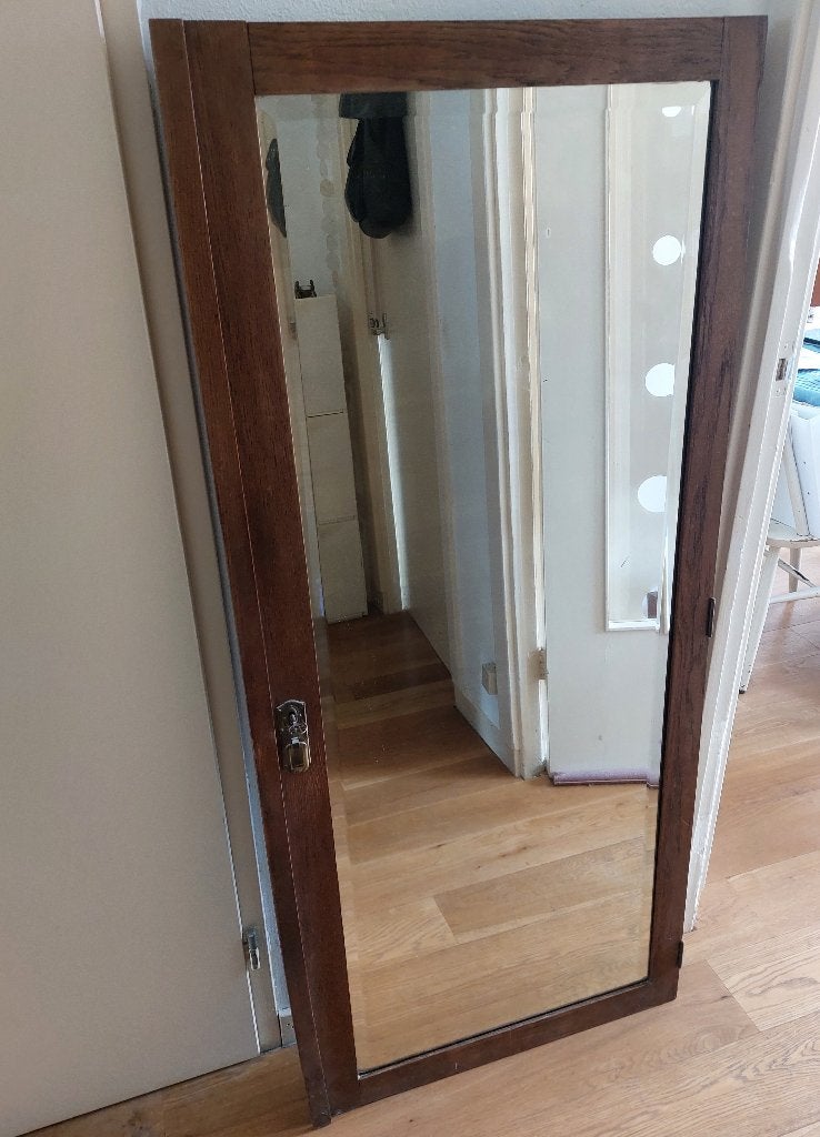 Staande eikenhouten spiegel kastdeur 145 x 65 cm, Huis en Inrichting, Ophalen, Minder dan 25 cm, Eikenhout, 50 tot 100 cm