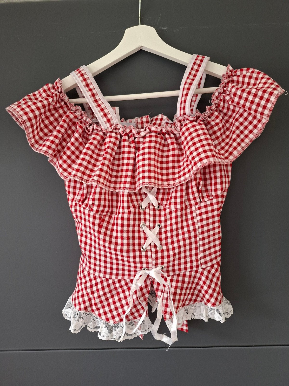 Oktoberfest top / blouse maat M | Rood / wit | In nieuwstaat, Verzenden, Zo goed als nieuw, Maat 38/40 (M), Rood