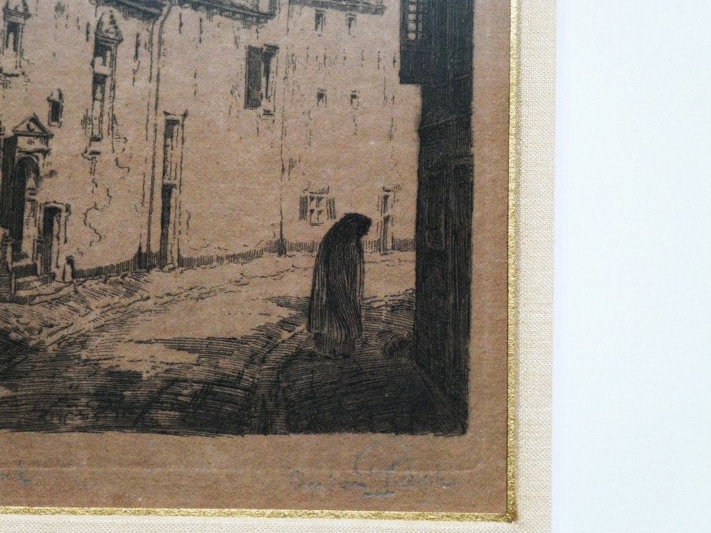 Ets Anton Pieck Muurhuizen Amersfoort Dieventoren 1916, Ingelijst, Ets, Stadsgezicht, 27 cm
