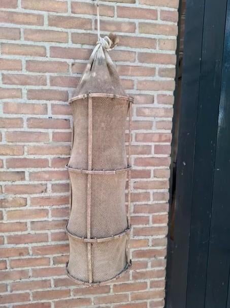 Oude vintage visfuik fuiklamp hanglamp nautisch, Gebruikt, T, Ophalen of Verzenden, N
