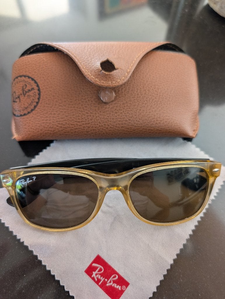Ray-Ban Wayfarer RB2132 947/57 honey crystal brown, Gebruikt, Zonnebril, Bruin, Ophalen of Verzenden