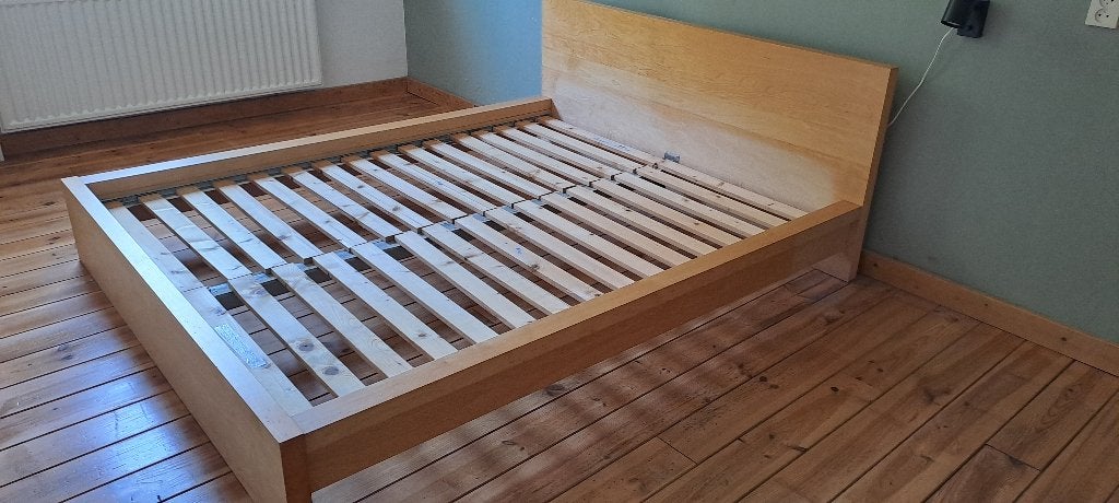 Ikea bed Malm met Sultan Lade lattenbodem, Ophalen, Gebruikt, Bruin, Tweepersoons