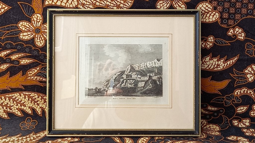Mooie antieke ingelijste ets uit Engeland van Dover 29,7 cm., Ingelijst, 1800 - 1899, Ets, Ophalen of Verzenden