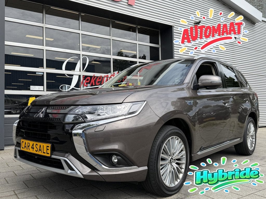 Mitsubishi Outlander 2.4 PHEV Intense+ Automaat / Apple CarP, Auto's, Stof, Zwart, 4 cilinders, Origineel Nederlands