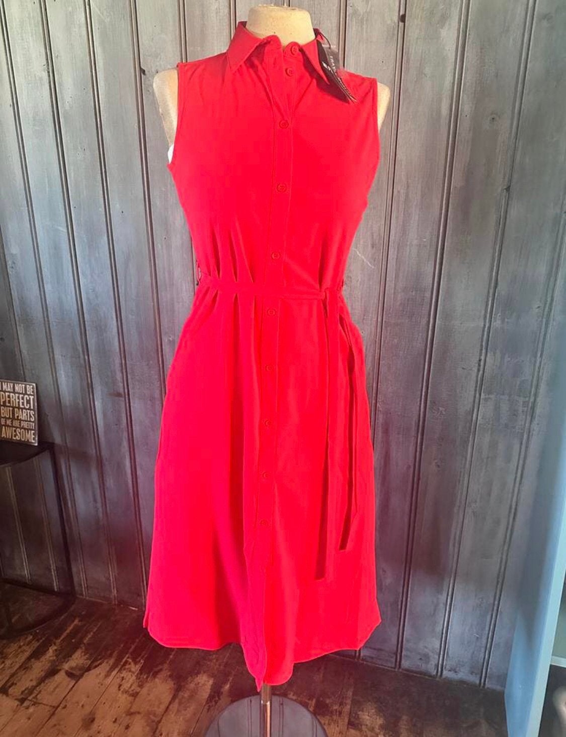 Piace travelstof jurk maat: S of M red, Maat 38/40 (M), Verzenden, Nieuw, Rood