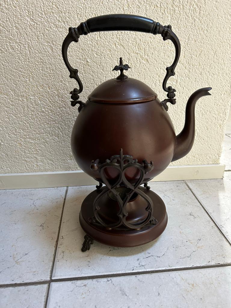 Antieke Koperen Theeketel met Rechaud, Ophalen of Verzenden, Koper