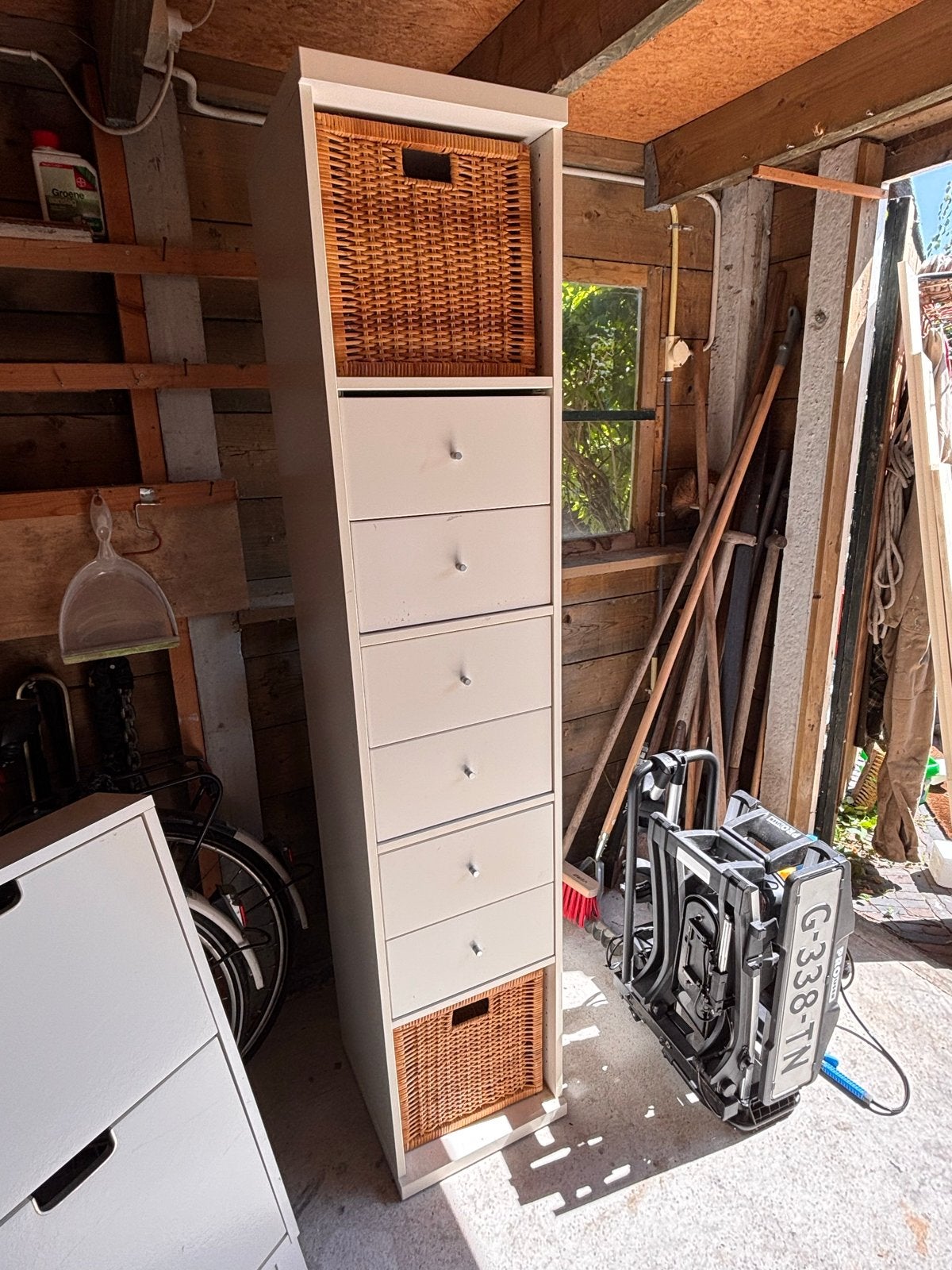 IKEA KALLAX EXPEDIT Hoge smalle kast lades en rieten manden, Ophalen, Minder dan 50 cm, Gebruikt, 5 laden of meer