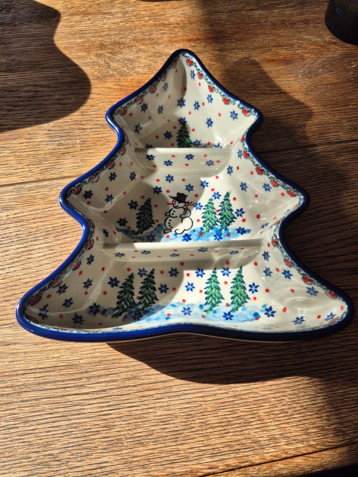 Bunzlau Unikat Kerstboomschaaltje Sneeuwpop, Ophalen of Verzenden, Zo goed als nieuw