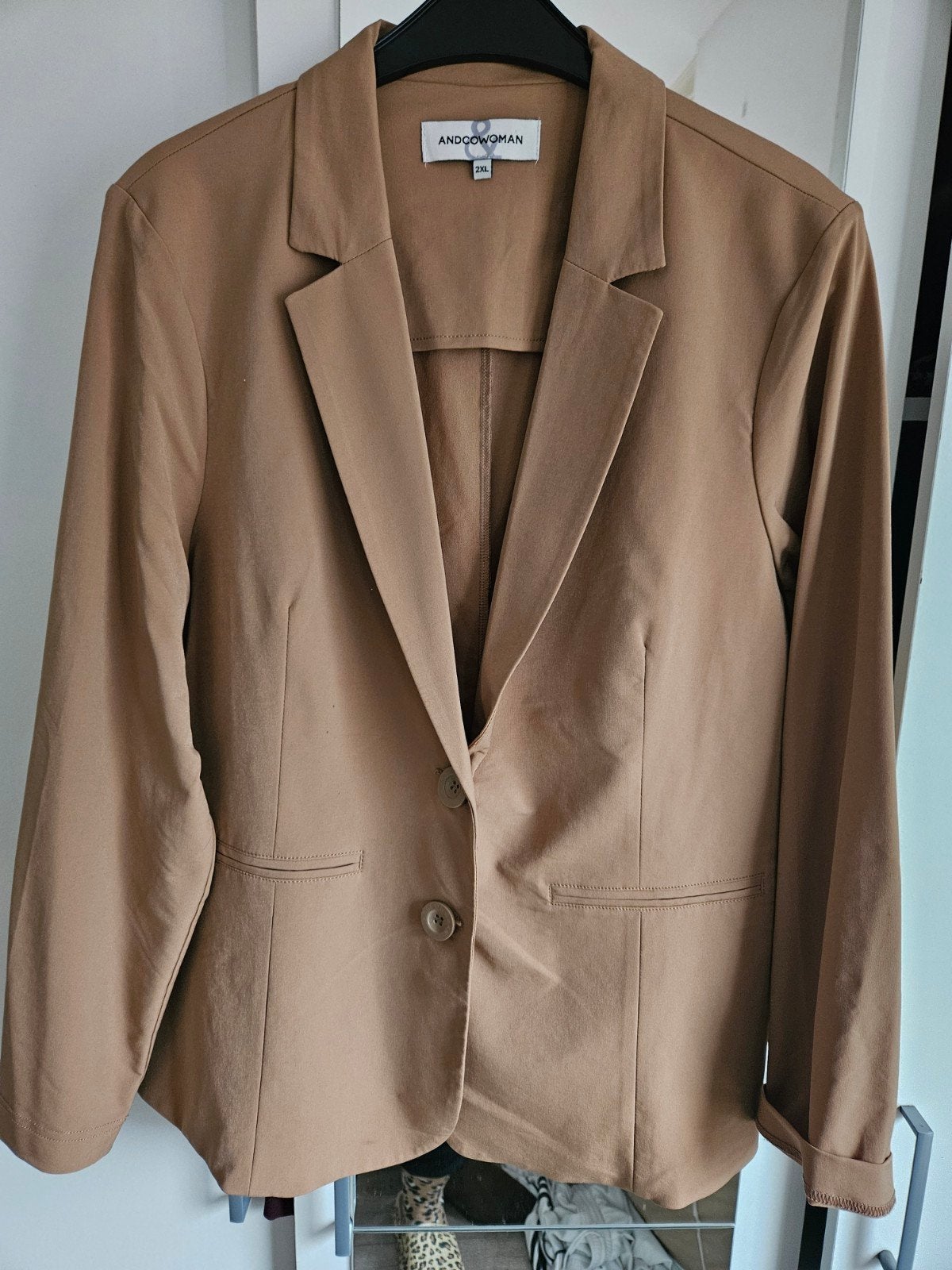 Prachtige travelstof blazer van &Co Woman mt 2XL, Bruin, Maat 42/44 (L), &Co Woman, Ophalen of Verzenden