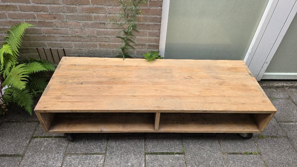 terrastafel / tuintafel op wielen, Ophalen, Gebruikt, Rechthoekig, Hout