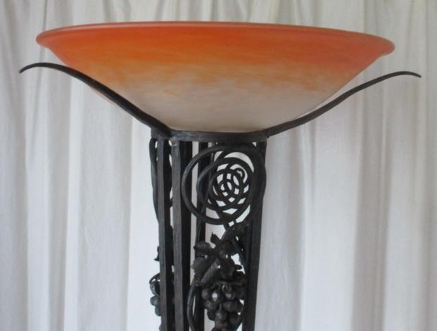 art deco smeedijzeren vloerlamp grote Schneider schaal 42, Ophalen