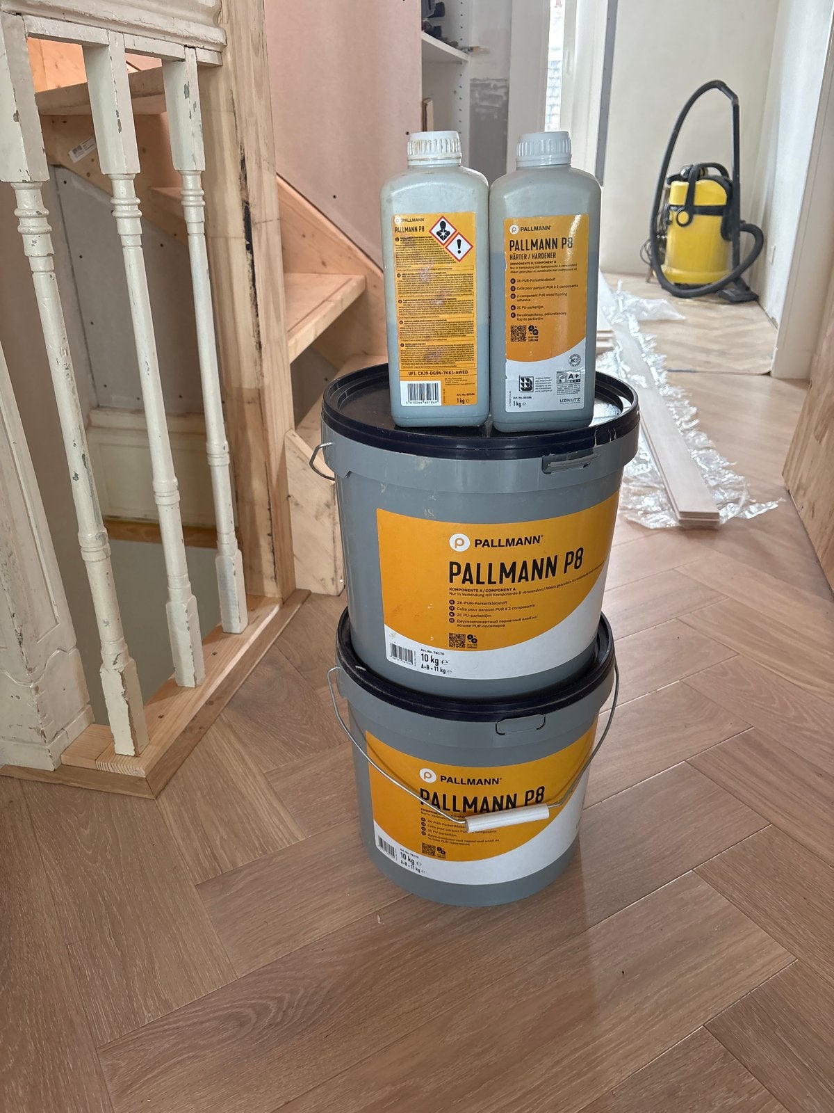 PALLMANN P8 2K-PUR-parketlijm - 17kg parket lijm, Overige materialen, Gebruikt, 50 tot 150 cm, 10 m² of meer