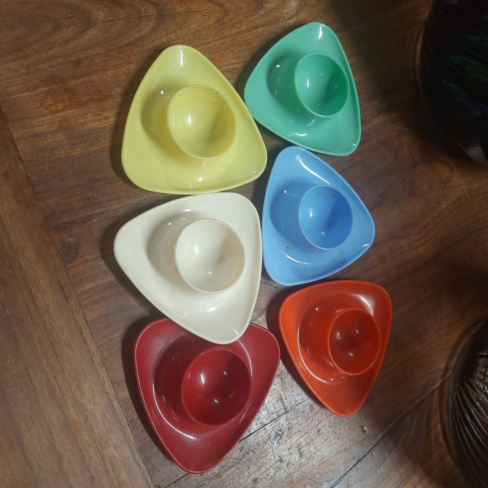 Set van 6 Vintage Eierdopjes - Diverse Kleuren, Ophalen of Verzenden