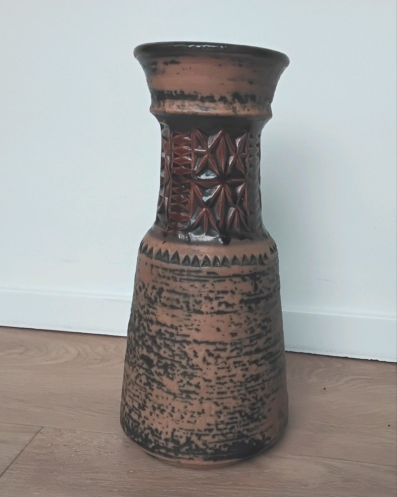 West Germany vaas, Jasba, 30cm hoog, Gebruikt, Bruin, 30 cm, Natuurlijk materiaal