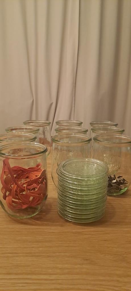 10 Weck tulpenglazen/potten 1 liter met ringen en klemmen, Ophalen, Zo goed als nieuw