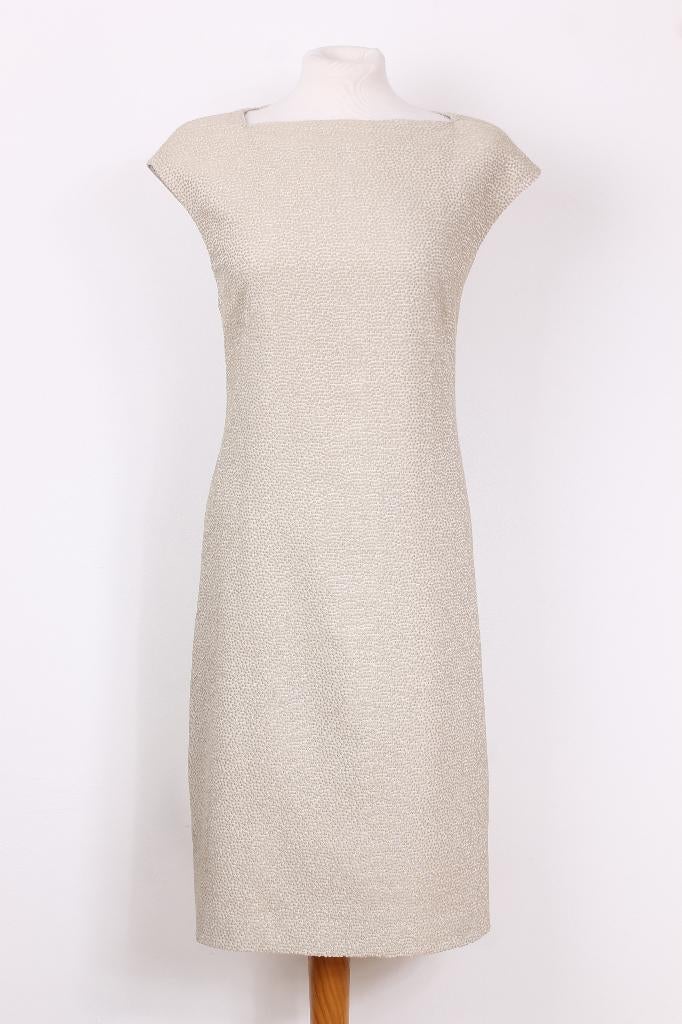 Elegante jurk van PURDEY maat 44, Beige, Maat 42/44 (L), Ophalen of Verzenden, Zo goed als nieuw