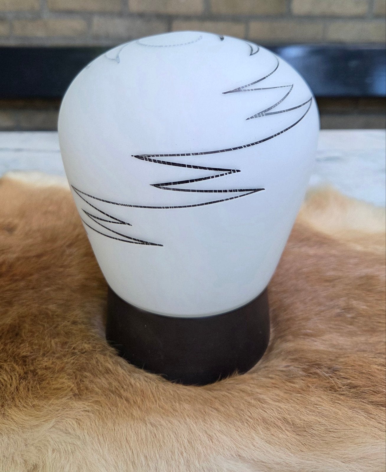 Vintage design plafondlamp Niko 6262 opaline, Ophalen, Gebruikt, E27 (groot), Glas