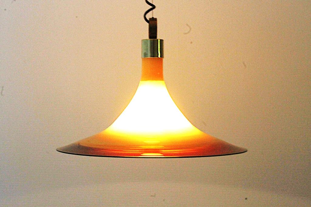 Cosack hanglamp met amberkleurig Murano glas, Ophalen of Verzenden, Metaal