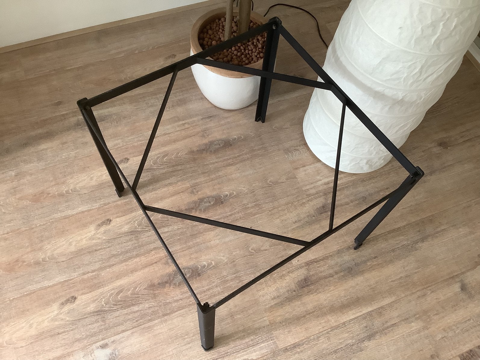 Vintage IKEA bijzettafeltje, zwart metaal,jaren ‘90,vierkant, Ophalen, Minder dan 50 cm, 50 tot 100 cm, Vierkant