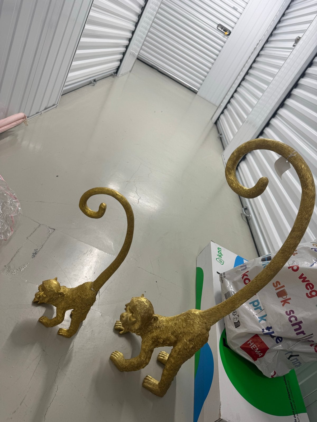 Set van 2 gouden apenbeeldjes met lange staart, Ophalen, Overige materialen, Overige stijlen, Zo goed als nieuw
