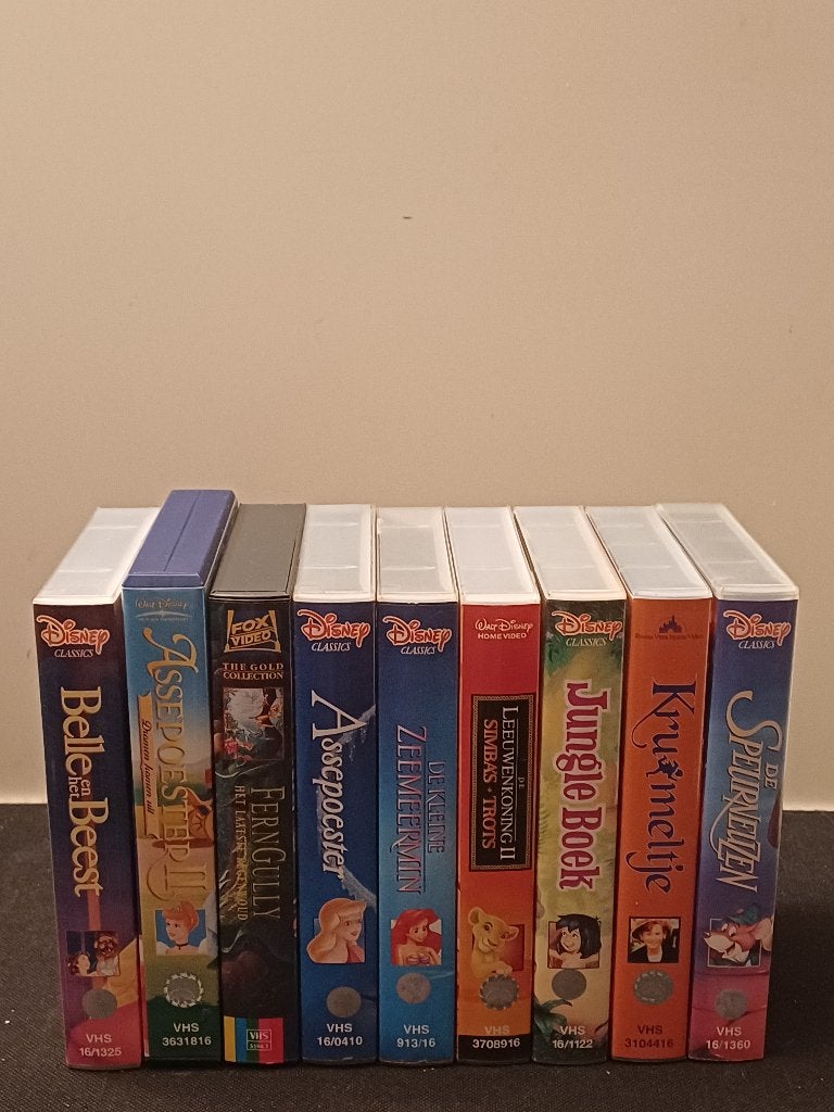 Partij 9x Vintage Disney VHS Videobanden, Nederlands ondertiteld, Gebruikt, Tekenfilm, Alle leeftijden