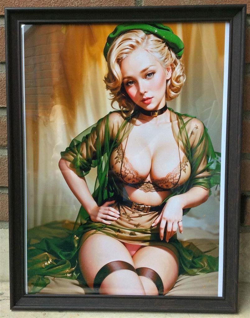 [Poster in Frame] Sexy Leger WW2 Pin up Lingerie Girl, Verzenden, Amerika, Foto of Poster