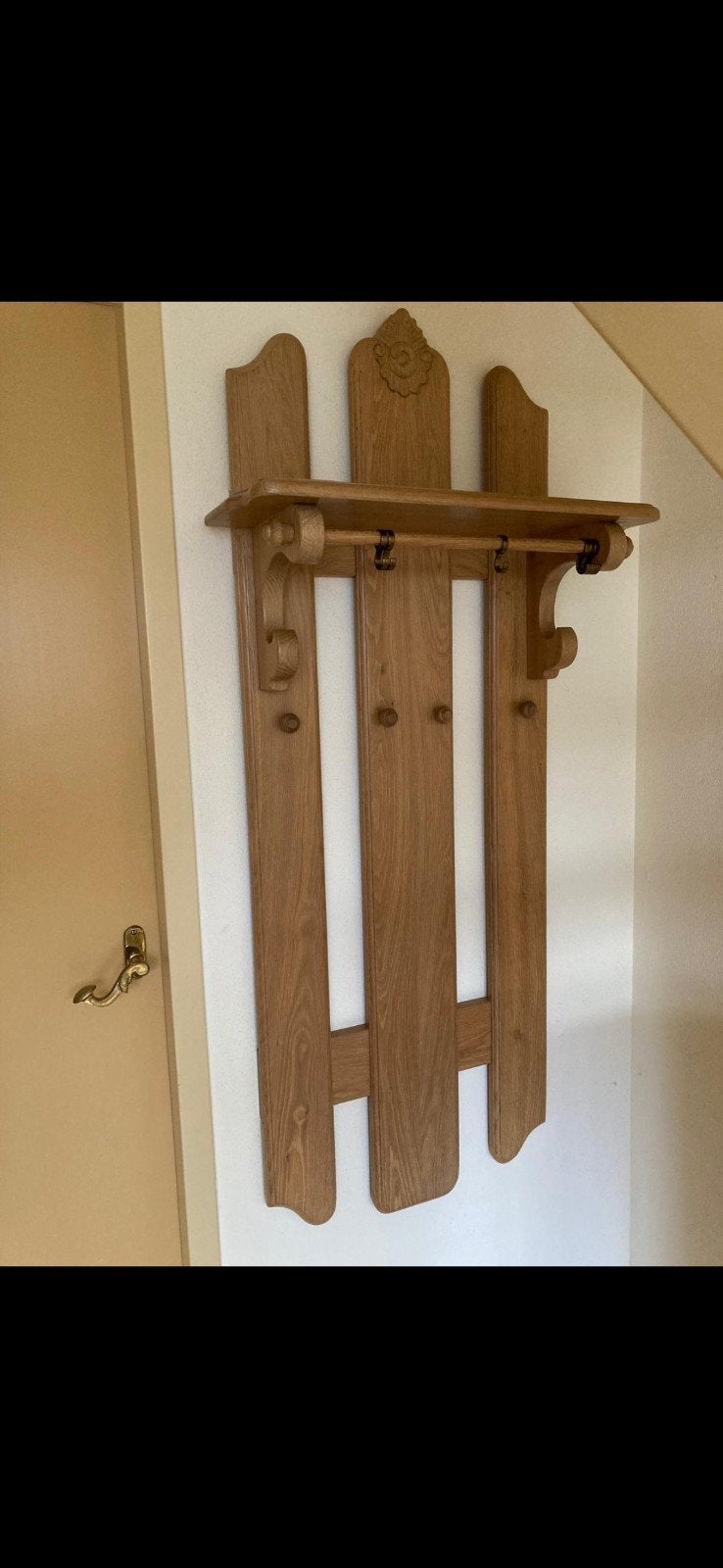 Blank eiken kapstok, Huis en Inrichting, Wandkapstok, Ophalen of Verzenden, Zo goed als nieuw, Minder dan 100 cm