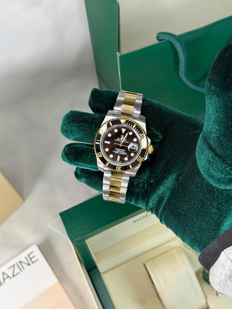 Rolex submariner two tone, Ophalen of Verzenden, Nieuw, Zwart, IOS