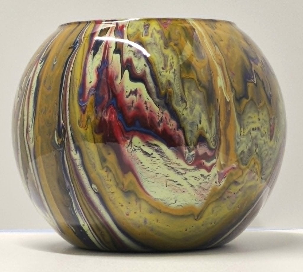 vaas gegoten uniek pouring art kunst epoxy bolvaas handmade, Ophalen of Verzenden