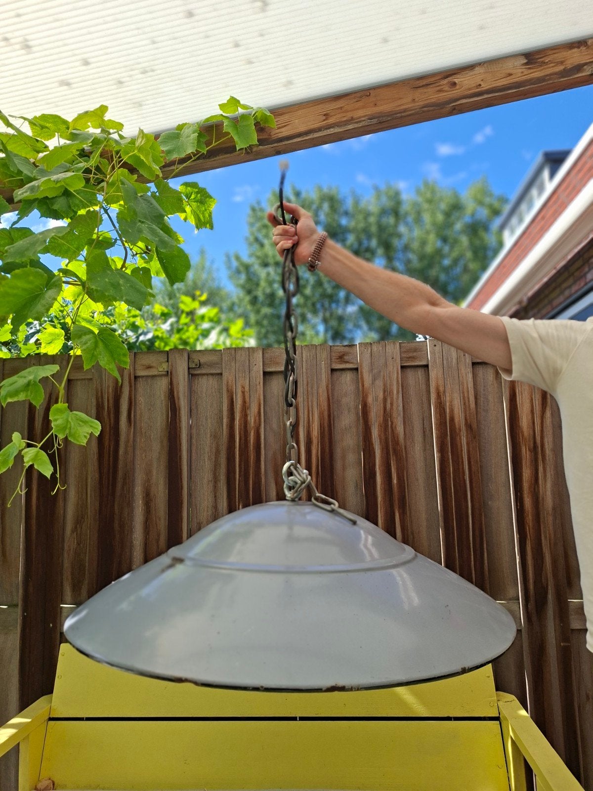 GRATIS Vintage industriële hanglamp - emaille, Ophalen