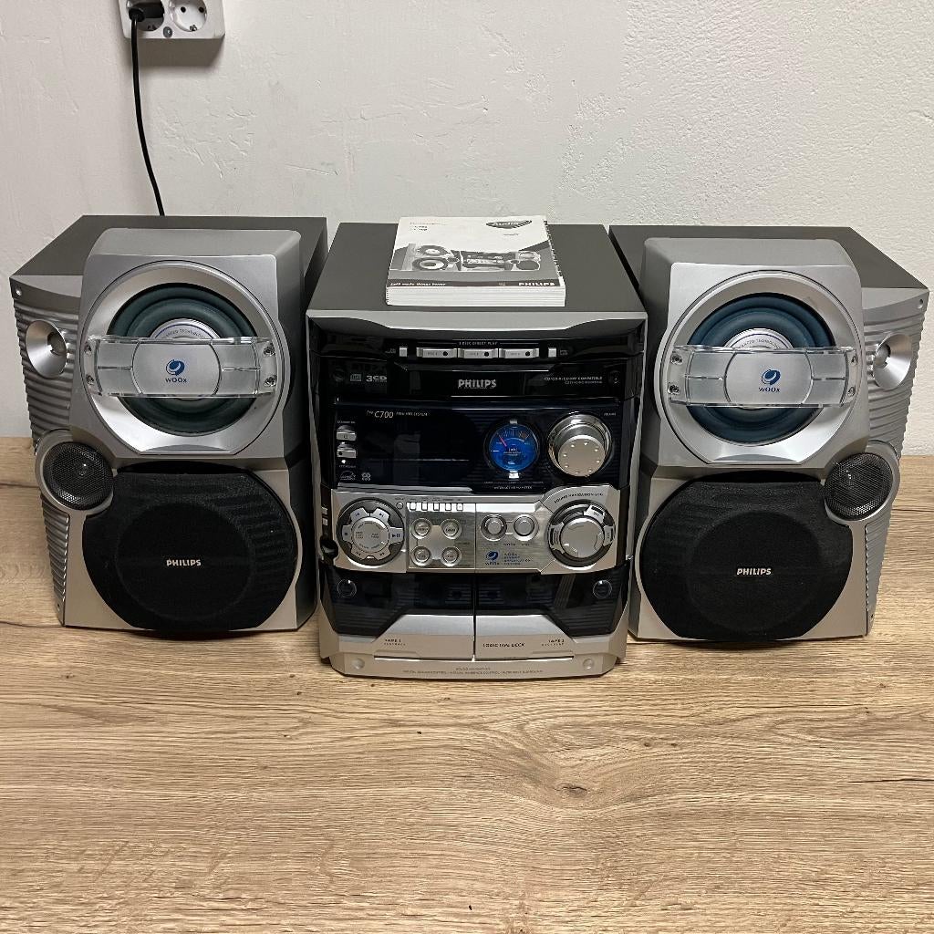 Philips FW-C700 Mini Hifi Systeem met 3 CD-wisselaar, Ophalen, Philips, Cassettedeck, -