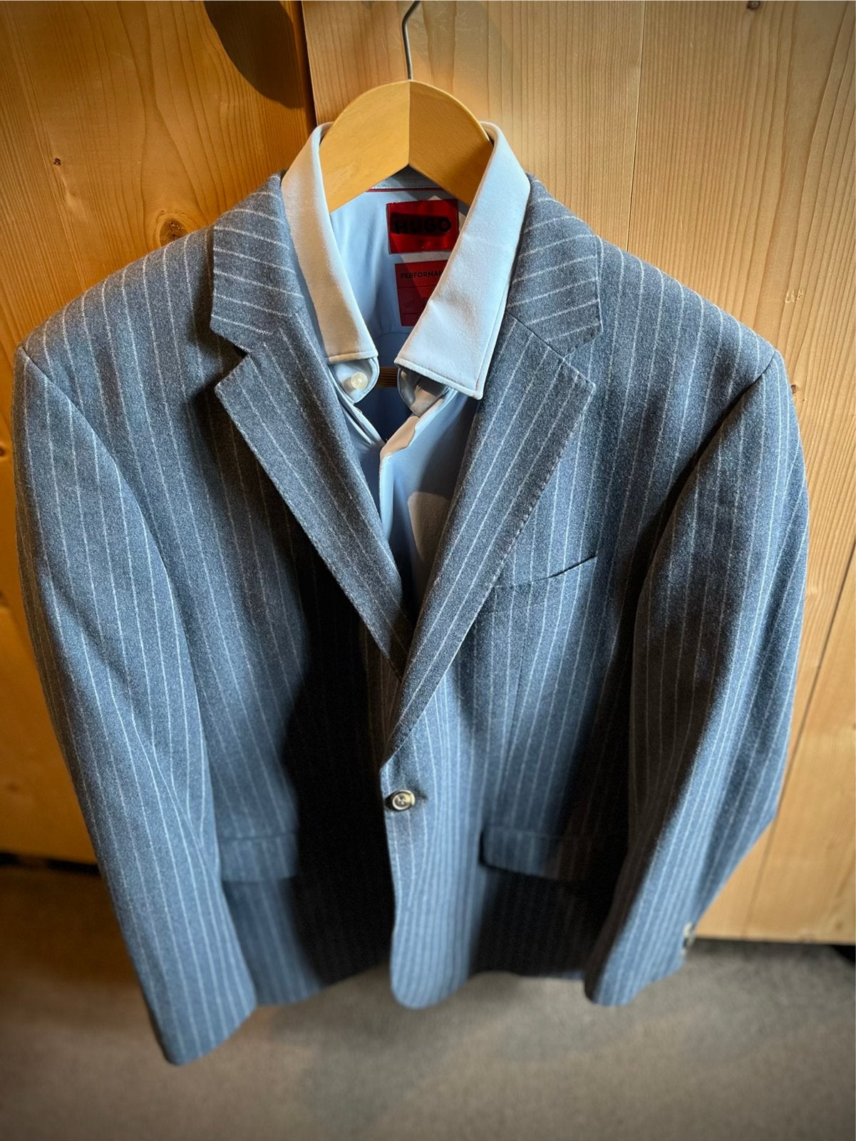 Hugo Boss gestreept colbert, Ophalen of Verzenden, Gedragen, Maat 52/54 (L), Blauw