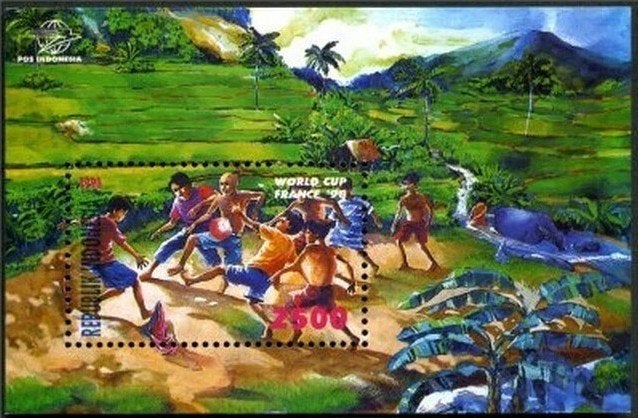 INDONESIË 1998 WK Voetbal Blokje, Michel: B-128, Postfris., Verzenden, Postfris, Sport