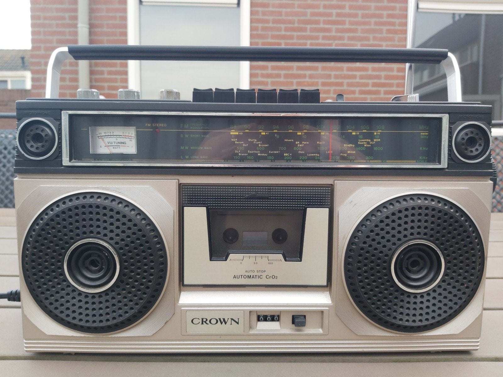 Crown CSC-830L Boombox 1980 radio cassette, Ophalen, Gebruikt, Overige typen