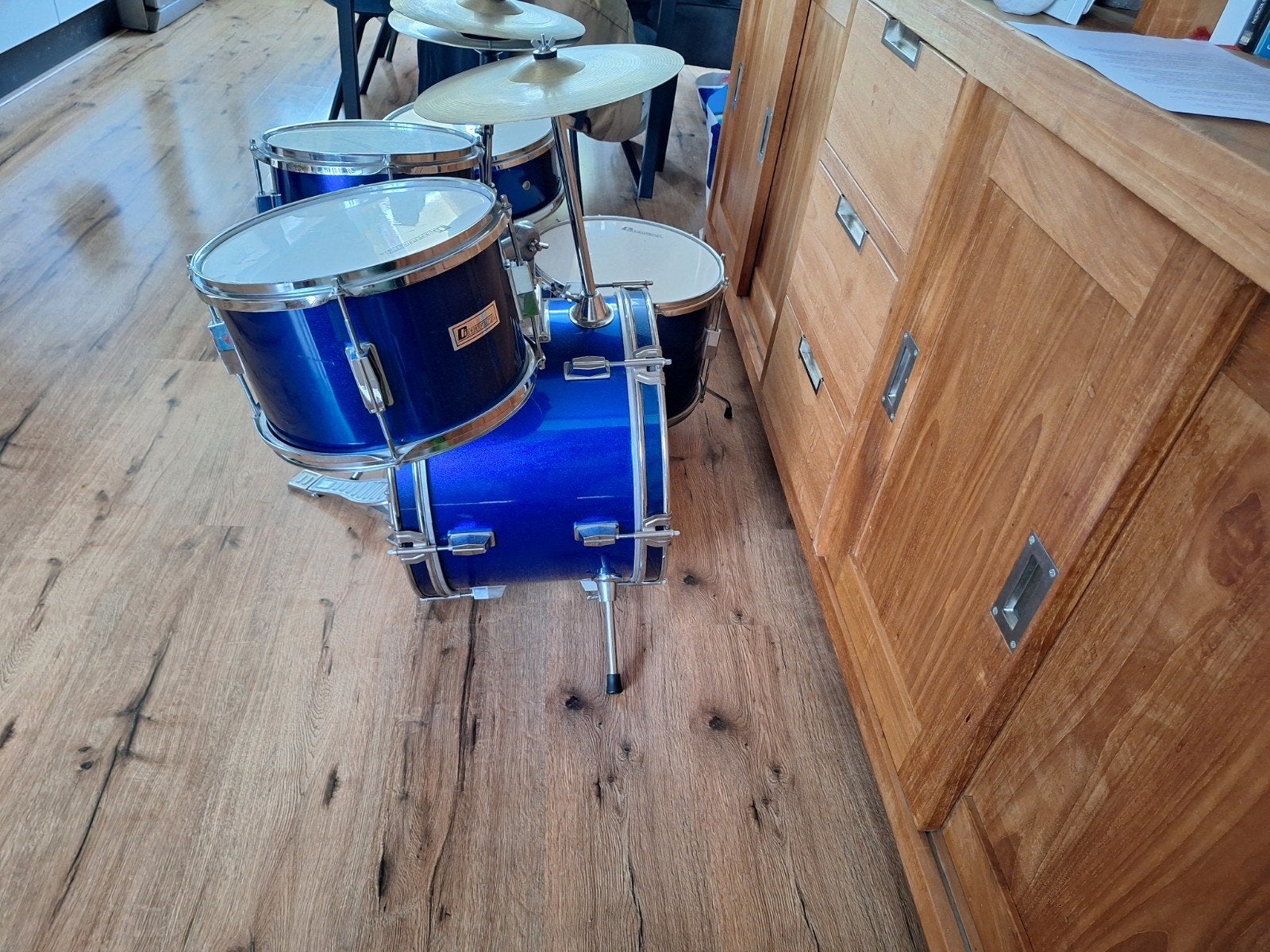 Mavery Kinder Drumstel Blauw - Compleet, Muziek en Instrumenten, Ophalen, Gebruikt, Overige merken