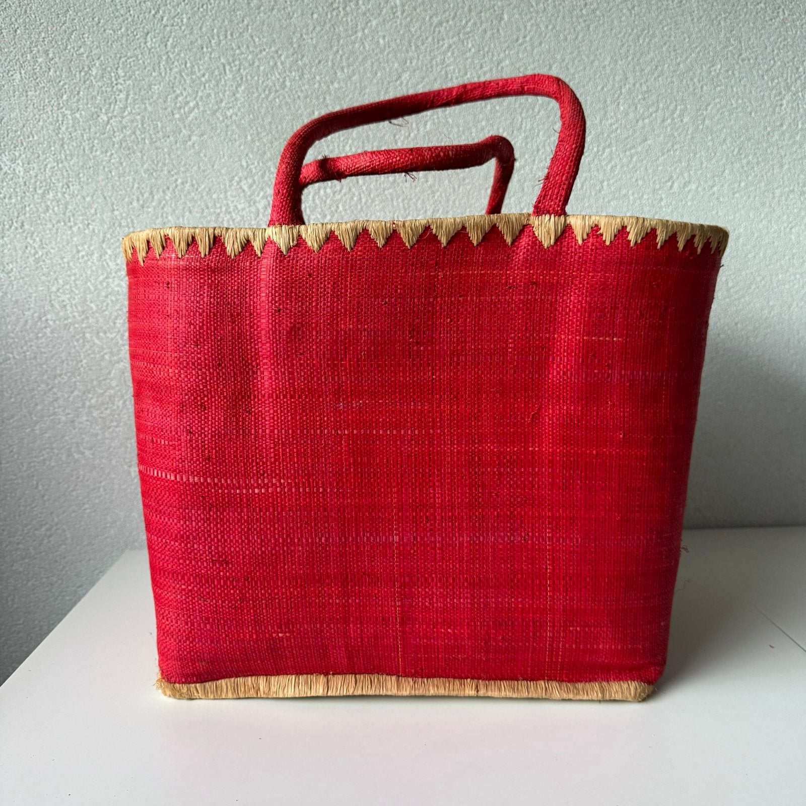 Raffia tas rood, Verzenden, Zo goed als nieuw, Rood, Overige typen