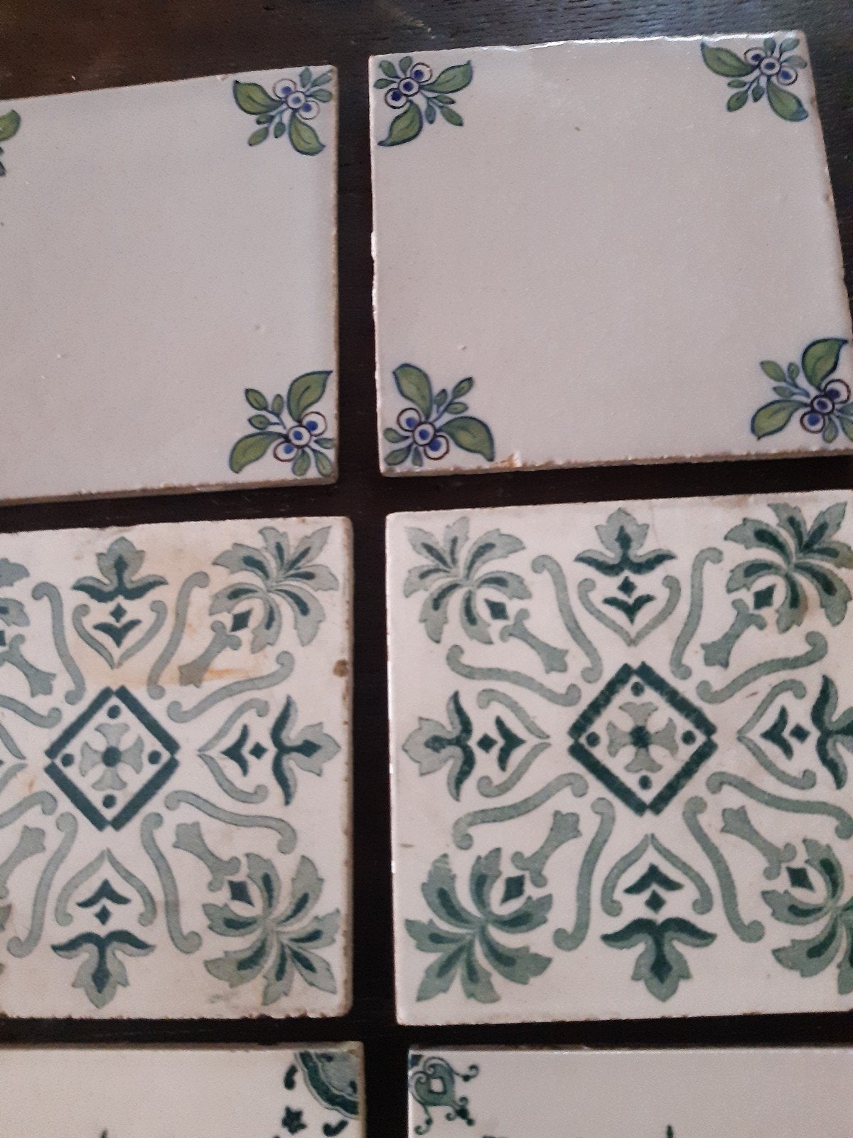 9 Art Nouveau, rond 1900, groene wandtegels, Ophalen of Verzenden