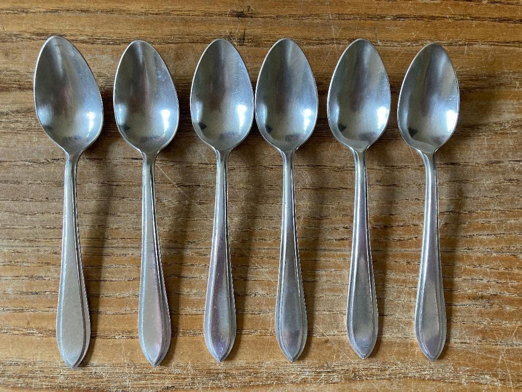 6x Vintage verzilverde Nescafe 60 koffielepels theelepels, Antiek en Kunst, Ophalen of Verzenden