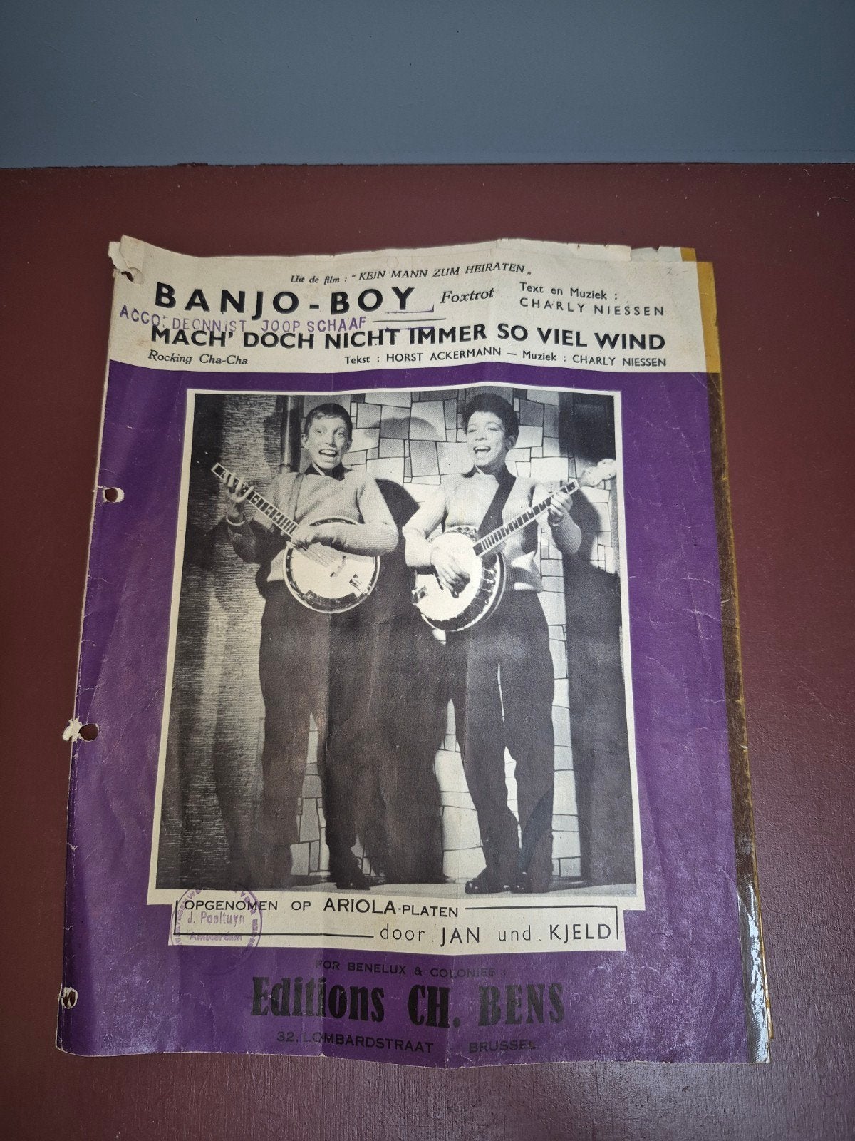 Vintage bladmuziek: Banjo-Boy - Charly Niessen, Gebruikt, Ophalen of Verzenden, Populair, Artiest of Componist