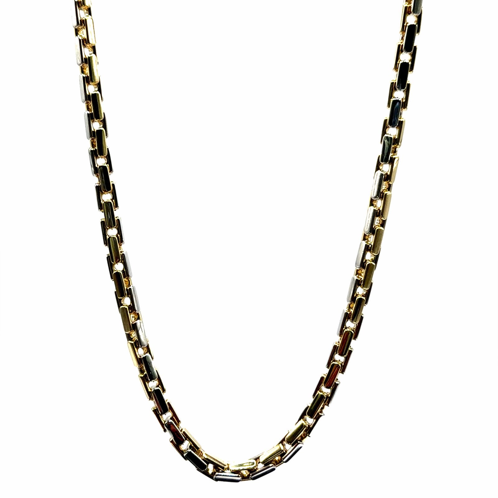 Gouden en Zilveren Schakelketting 14karaat, Www.bredajuwelier.nl, Nieuw, Ophalen of Verzenden, Www.bredajuwelier.nl