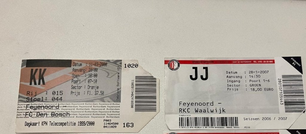 Voetbal entree kaartjes Feyenoord, Ophalen, Gebruikt, Feyenoord, Overige typen